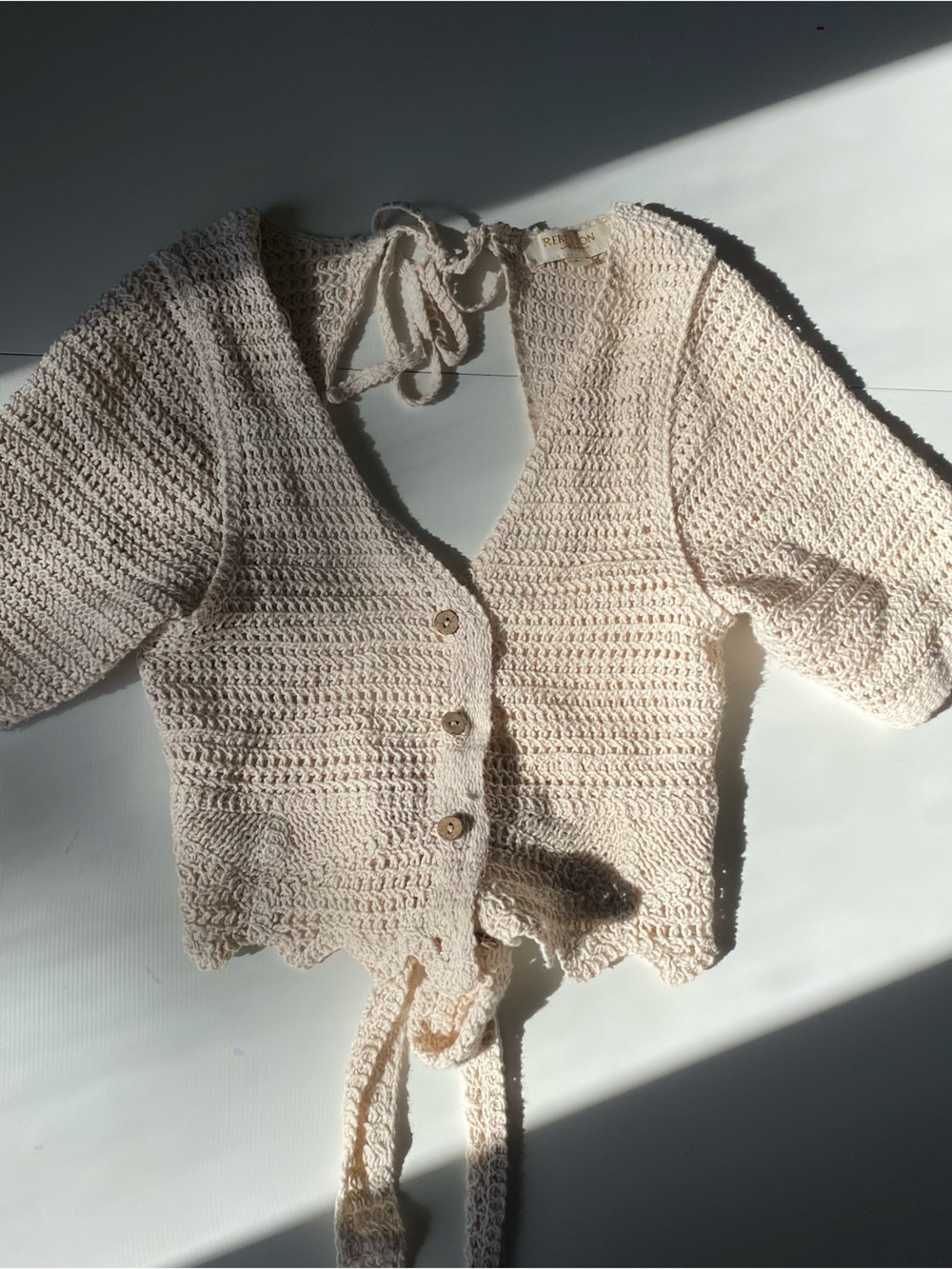 Cream Crochet Knit top